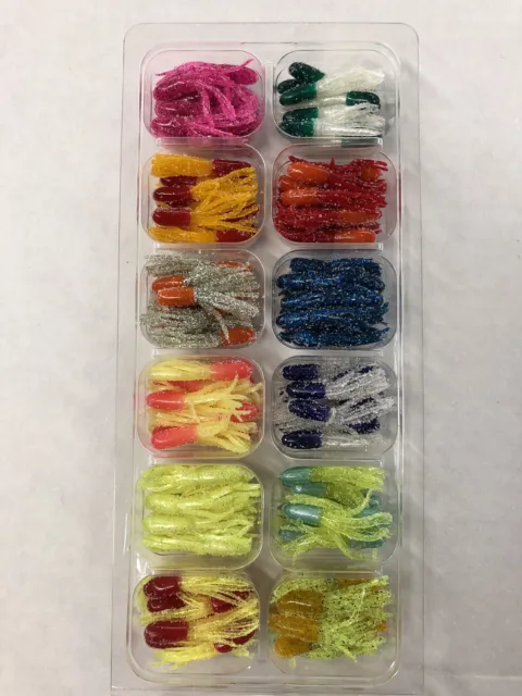 144 Piece Crappie Tube Fishing Lure Kit, 1.5" Panfish Jig Assortment, USA Made