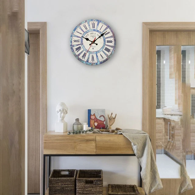 Horloge silencieuse de style campagnard rétro horloge murale ménage chambre