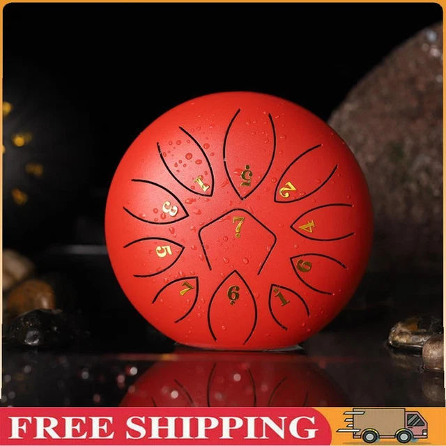 6 Inch 11-Note Tongue Drum with Drumsticks Hand Pan Ethereal Drums (Red) ！