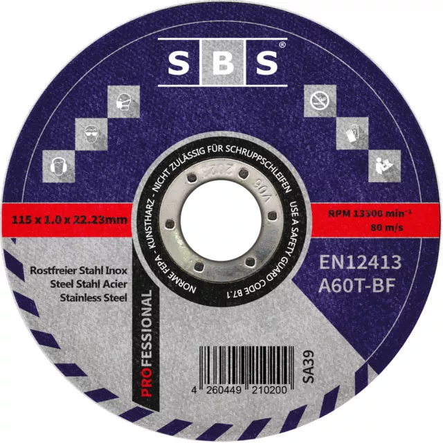 SBS Disco de Corte Ø115mm X 1mm Difer. Cantidad Disco Flexible Metal V2A Inox