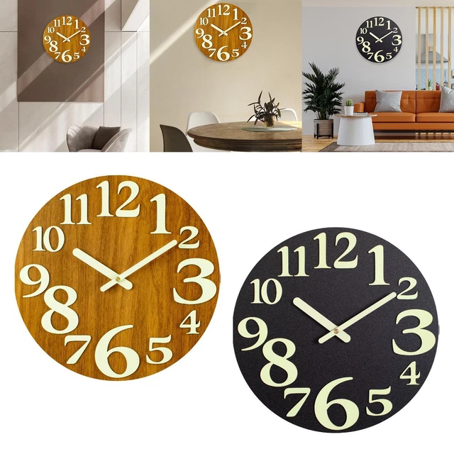 12 pouces Horloge Murale Lumineuse Creative Horloge Murale en Bois Lumière dans
