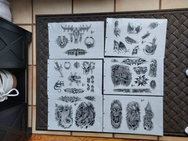Lote de 6 hojas, cráneos vintage para tatuajes VH 93 Lote de 6 hojas, cráneos vintage para tatuajes VH 93