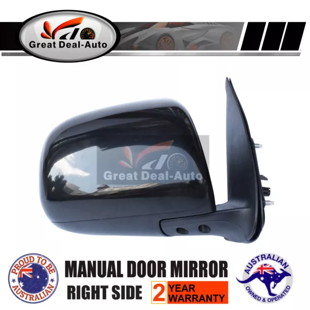 RH RHS Right Hand Manual Door Mirror Black For Toyota Hilux Ute 2WD & 4WD 05~15
