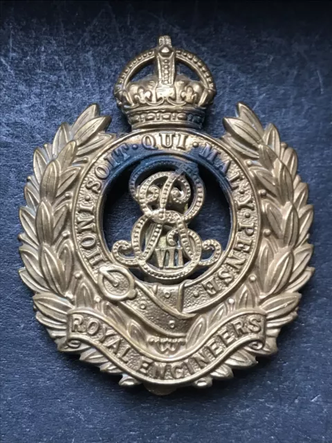 Edward VII Royal Engineers Original British Army Cap Badge