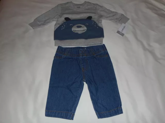 Carters 2-Piece Bear Pullover & Denim Pant Sets - Infant Baby Size 3 Months -New 2
