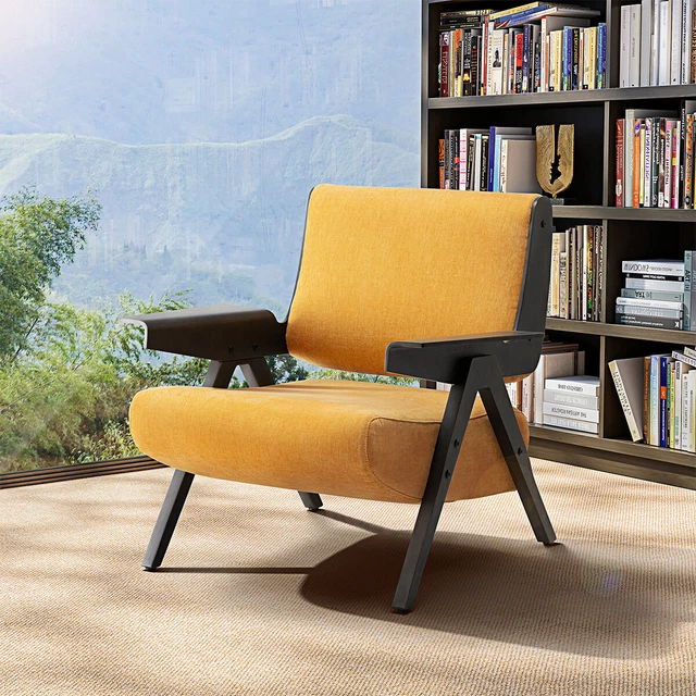 MID CENTURY MODERN ACCENT Chair Danish Armchair Chennile Fabric