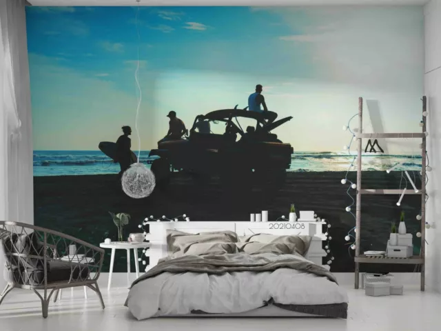 3D Ocean Beach Surf Self-adhesive Removable Wallpaper Murals Wall