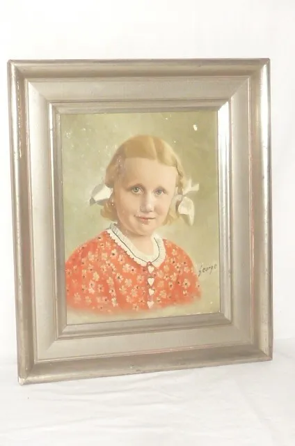 Altes Ölgemälde Mädchen Kinderbild Gemälde Malerei Ölbild signiert George Rahmen 3