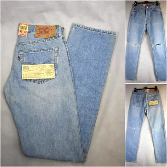 Levis 501 Jeans Levi's Uomo Chiari Strappati Pantaloni Vintage Regular w32 l36