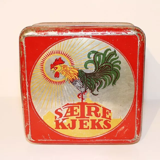 Norwegin Saetre Kjeks Tin  Saetre Biscuits Tin  Rooster