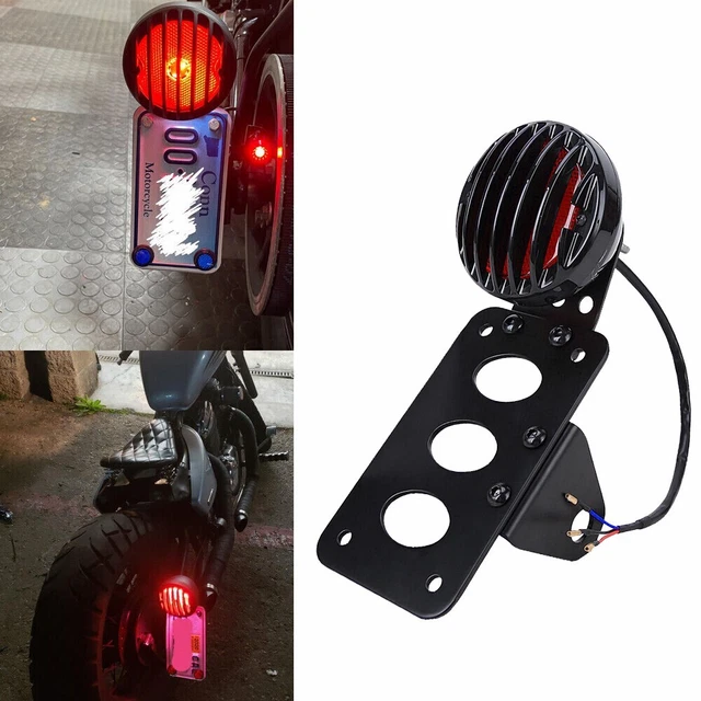 Motorcycle LED Rear Tail Brake Light Side Mount License Plate Bracket with Light