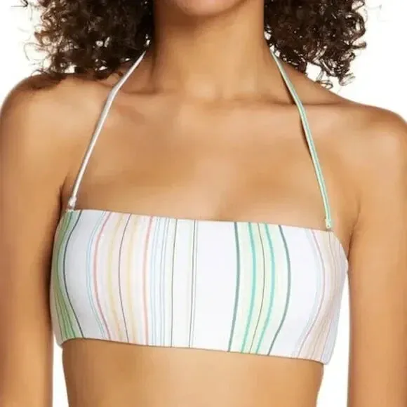 O'Neill MULTI BEACH STRIPE Dreamland Bandeau Bikini Swim Top, US M NEW NWT $45