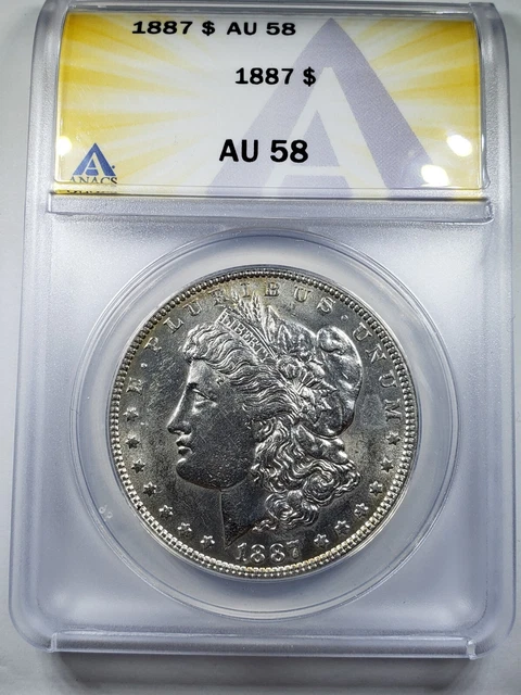 1887 Morgan Silver Dollar  - ANACS AU58