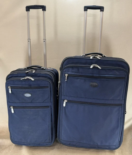 Kirkland Signature Blue Set 22” Exp Carry On & 26” Upright Exp Wheeled Suitcases