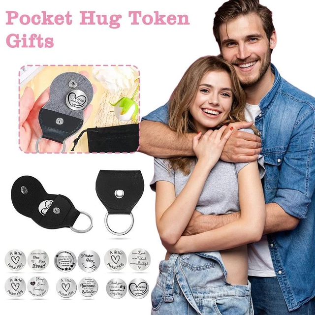 Pocket hug tokens heart round hugs loved ones little keepsake double