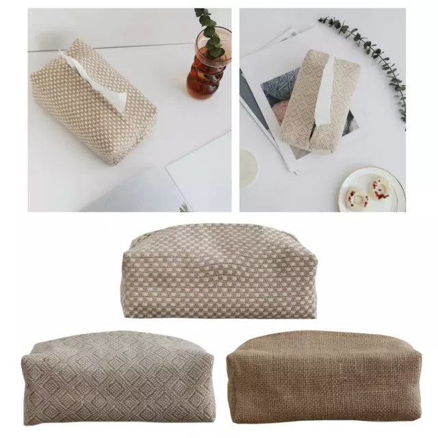 Natural Linen Fabric Tissue Case Cover Box Home Decor Rectangle Minimalist