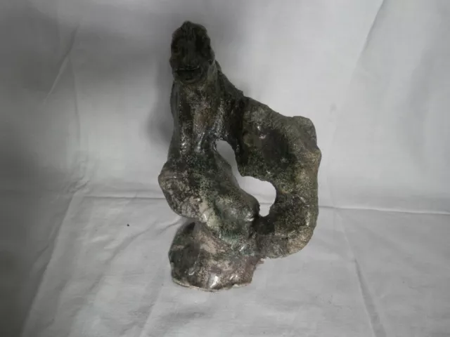 vecchia STATUETTA in ceramica grigia arte astratta statua realizzata a mano da