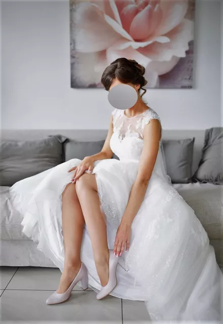 Brautkleid Hochzeitskleid Nicole Spose Gr.36-38 Tattoorücken + Mantel Wie Neu