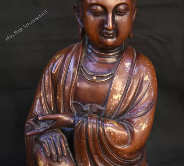 20" Chinese Purple Bronze Buddhism Seat Kwan-Yin Guan Yin Bodhisattva Sculpture 3