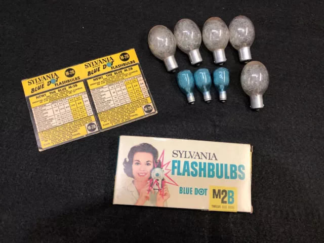 VTG Sylvania M2B Blue Flash bulbs 12pc plus loose bulbs 5 GE #3 , 3 Sylvania M2