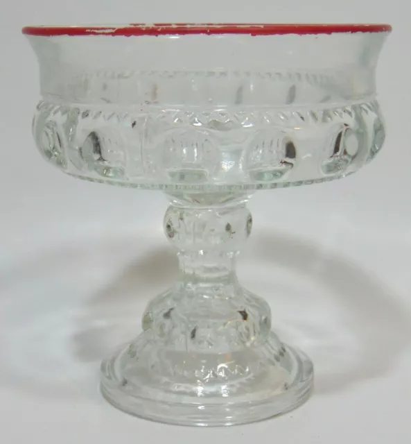 Compote Candy Dish Vintage Ruby Glass Pressed Depression Design Antique Movie