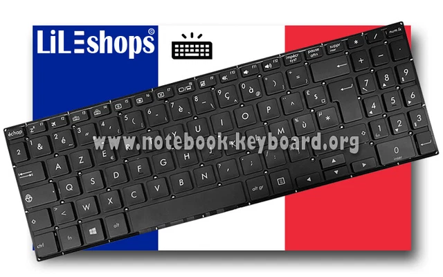 Clavier AZERTY Français Neuf - Pour Asus VivoBook 15 P1501UR P1510U P1510UA - Noir - Remplacement