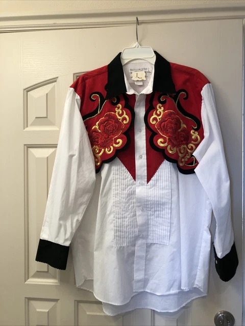 VTG Barbara Shara Classic Lubbock TX. Western Rodeo Suede, Fringe Shirt Men L
