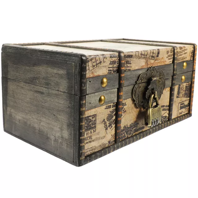 Jewelry Storage Case Vintage Storage Box Wooden Treasure Chest Small Pirate
