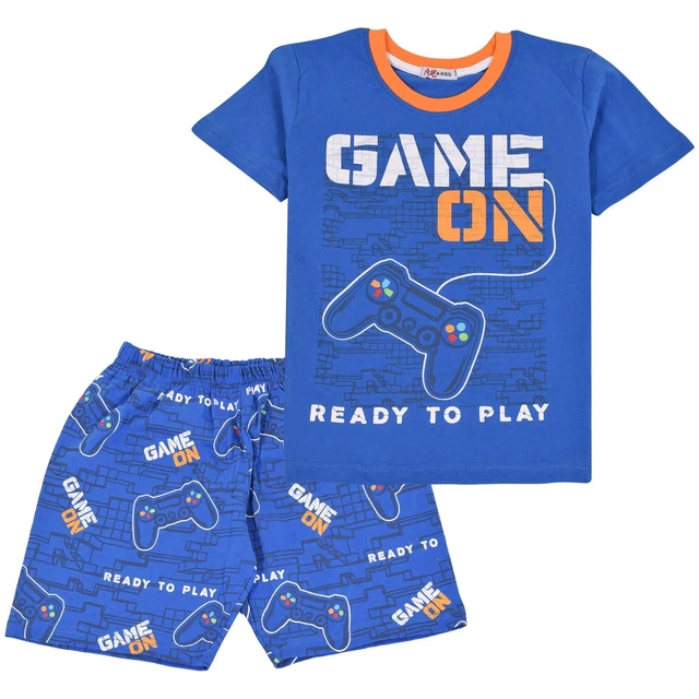 Bambini Pigiama Gioco Su Contrasto Top Fondo Blu Reale Set Per Ragazze