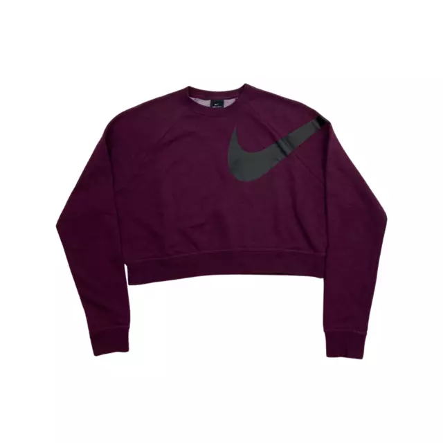 Nike Pullover Damen S Sweatshirt Oversize Crop weinrot Fitness Sport Dri Fit