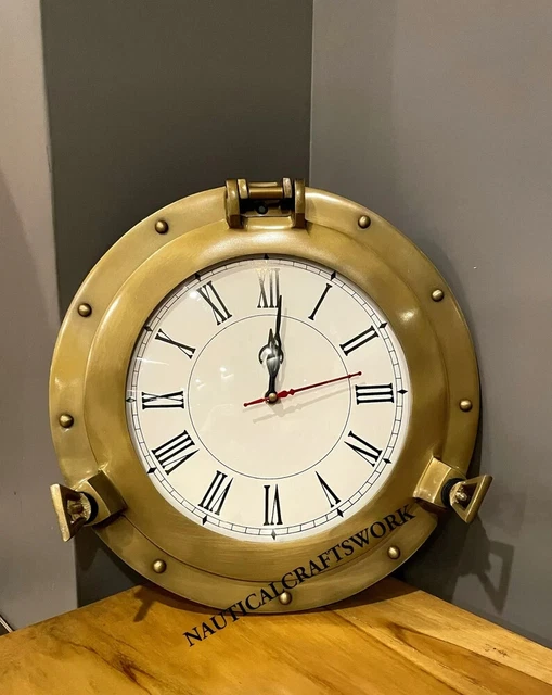 Antik 30.5cm Nautisch Bullauge Uhr Handgefertigt Aluminium Wanduhr Marine