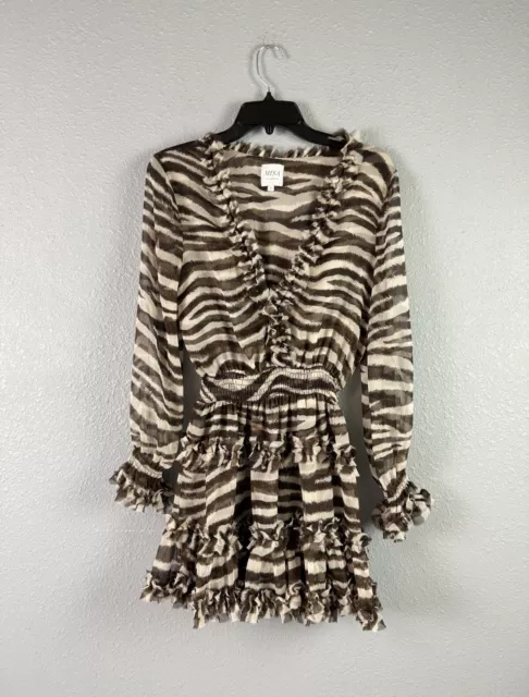 Misa Los Angeles Women’s Zebra Ruffle Mini Dress Size S