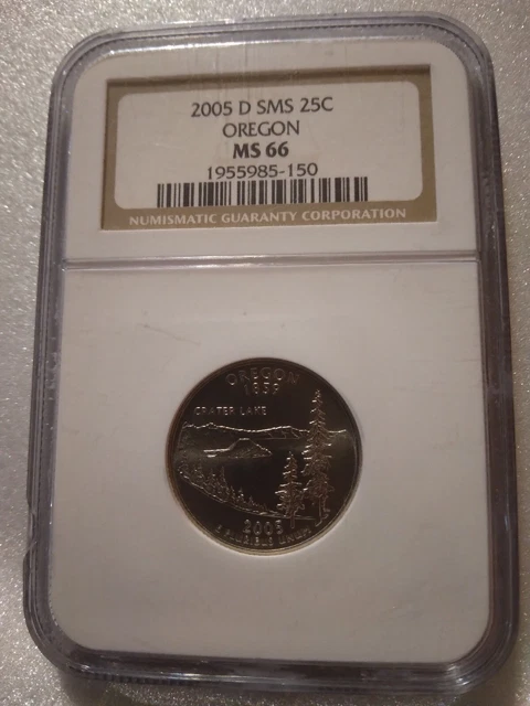 2005 D SMS 25c Oregon Quater In MS 66