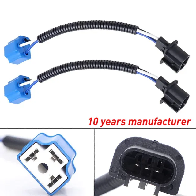 2x H4 9003 to H13 9008 Headlight Conversion Cable Wiring Harness Socket Adapter
