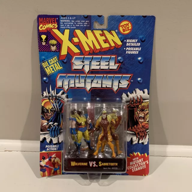 X-Men Steel Mutants Diecast Figures WOLVERINE vs SABRETOOTH 1994 MOC