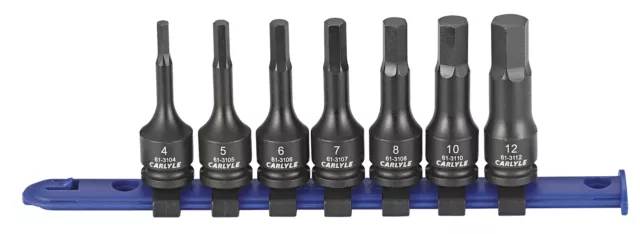 Carlyle Outils Par Napa 61-545cm Dr 7 PC Hex Métrique Douille Impact Set 4-12mm