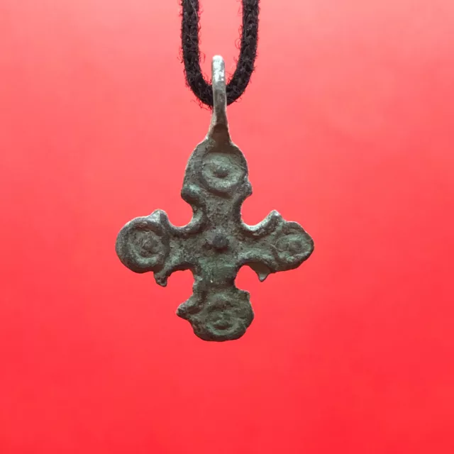 Antique Bronze Cross Wearable Pendant 14 century Kievan Rus Collectib Ancient