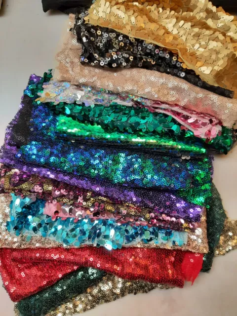 1 Lb Grab Bag - Sequin Fabric Scraps For Sewing & Crafts  - 15 Pieces, 1 sq yard 2