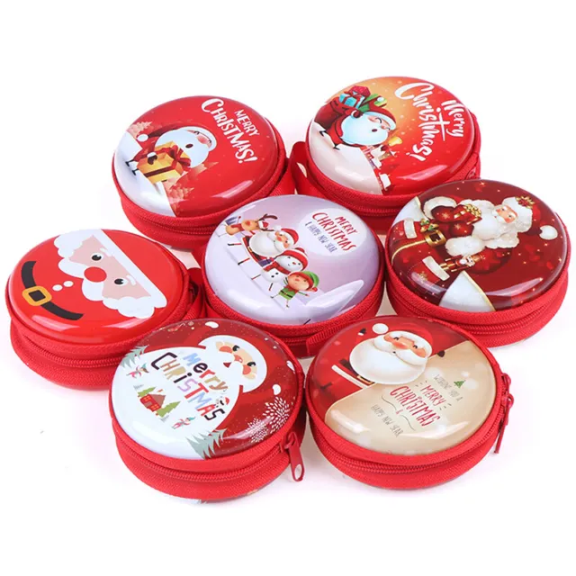Xmas Christmas Candy Tin Box Candy Jar Iron Boxes Storage Coin Headphones Ca- JC