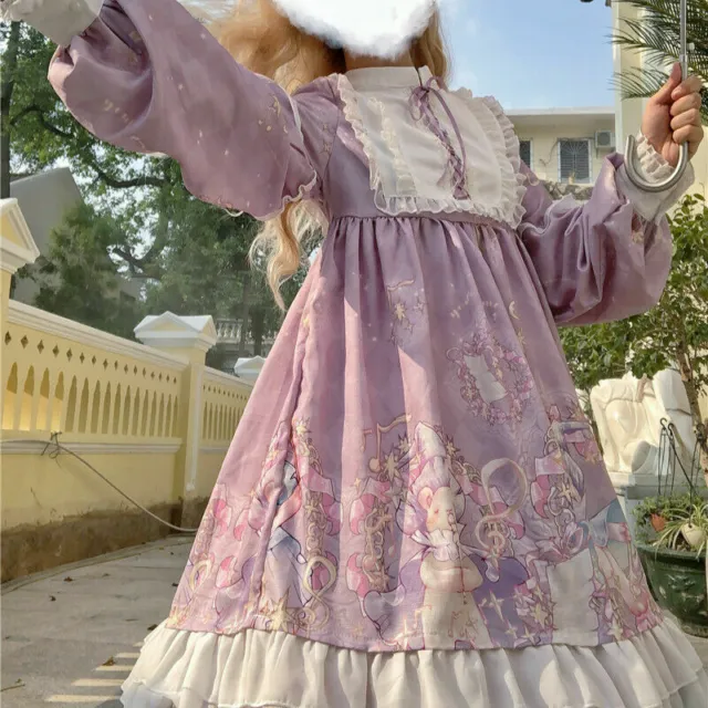Donna Ragazza Lolita Abito Kawaii Gotico a Balze Manica Sbuffo Princess Costume 12