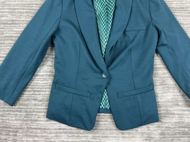 Mossimo Blazer Womens Small Green Teal One Button Front Pockets 3