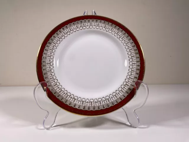 Royal Grafton  Bread & Butter Plate Majestic Maroon Red Gold Geometric VGC