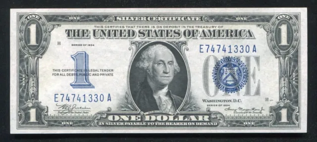 Fr. 1606 1934 $1 One Dollar “Funnyback” Silver Certificate Gem Uncirculated (C)