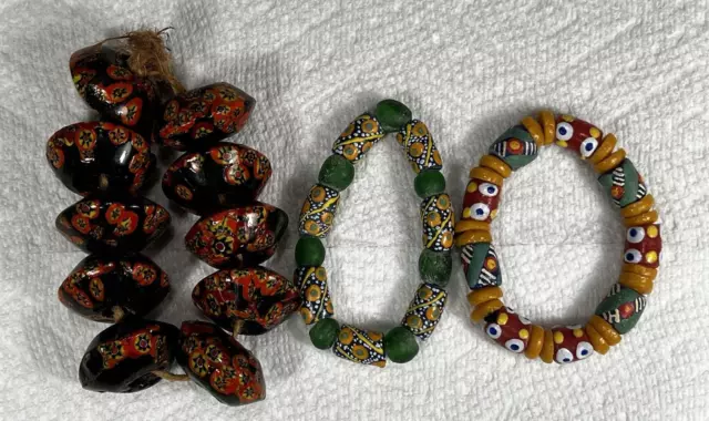 Lot of 3 Venetian Murano Africa Trade Glass Bracelets ca. 20th century