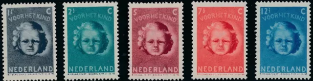 Stamp Netherland Sc B154-58 1944 WWII War Germany Holland Charity Child Set MNH