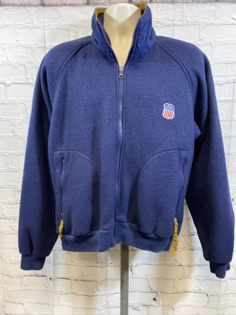 Vtg Dunbrooke Union Pacific Railroad Full Zip Blue Fleece Jacket Men’s Size M