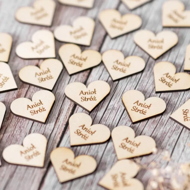 Wooden Hearts Shape Embellishments Craft Blank Serce Makrama Anioł Stróż Polski