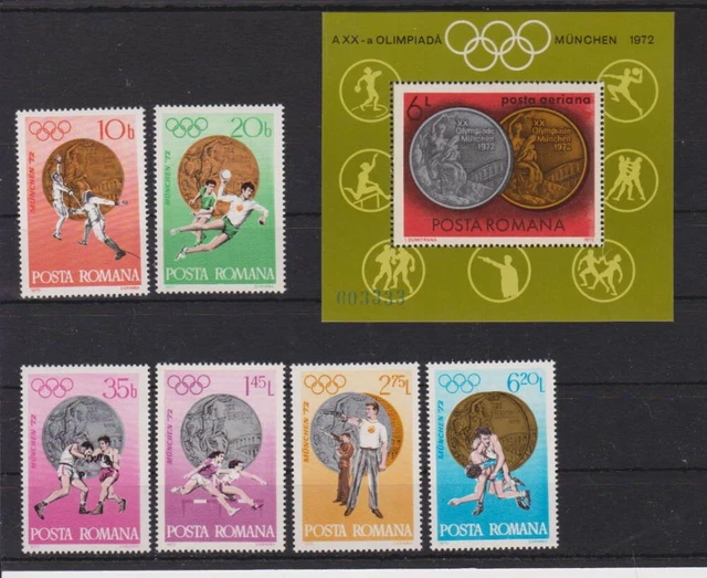 Rumänien postfrisch MiNr. 3060-3067 Block 100   Oly. Sommerspiele München 72