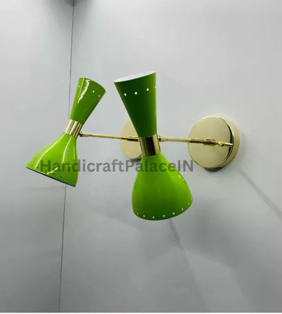 Milieu du siècle 1950's Laiton Italien Diabolo Wall Sconce Luminaire 2...