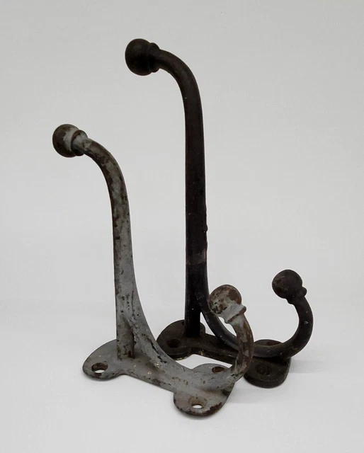 Antique  Cast Iron Heavy Duty Hook (Lot of 2)  Coat  Hat   Large